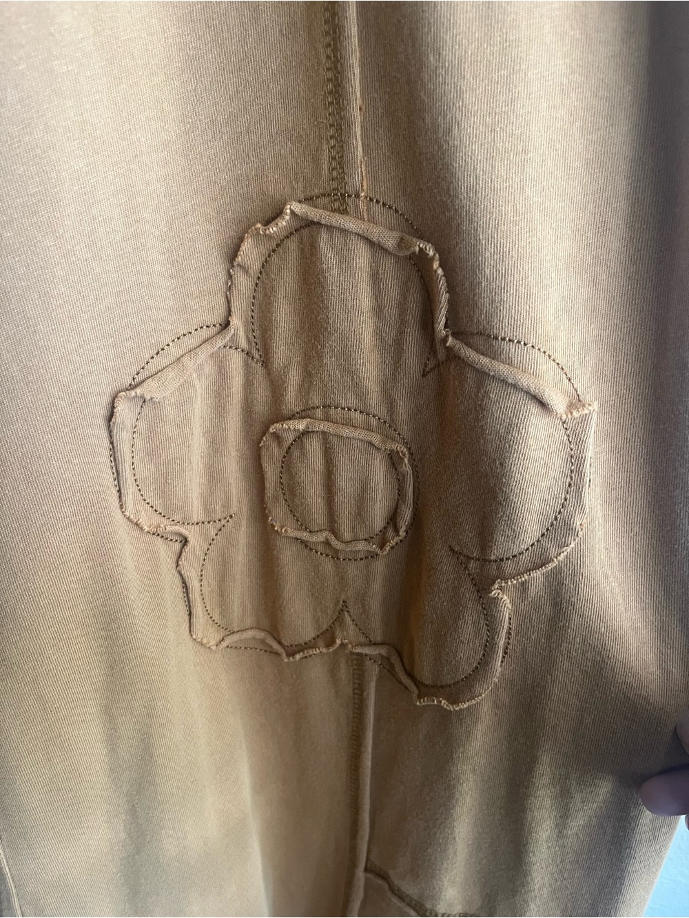 SHEIN Camel/Tan Wide-Leg Drawstring Pants with Floral Appliqué - Picture 4 of 7